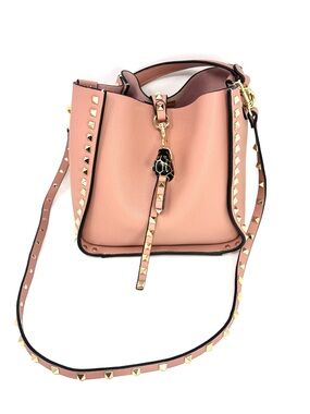 Tiffany & Fred Paris Full-Grain Leather Hobo Shoulder Bag Rock Studs Tiger Head